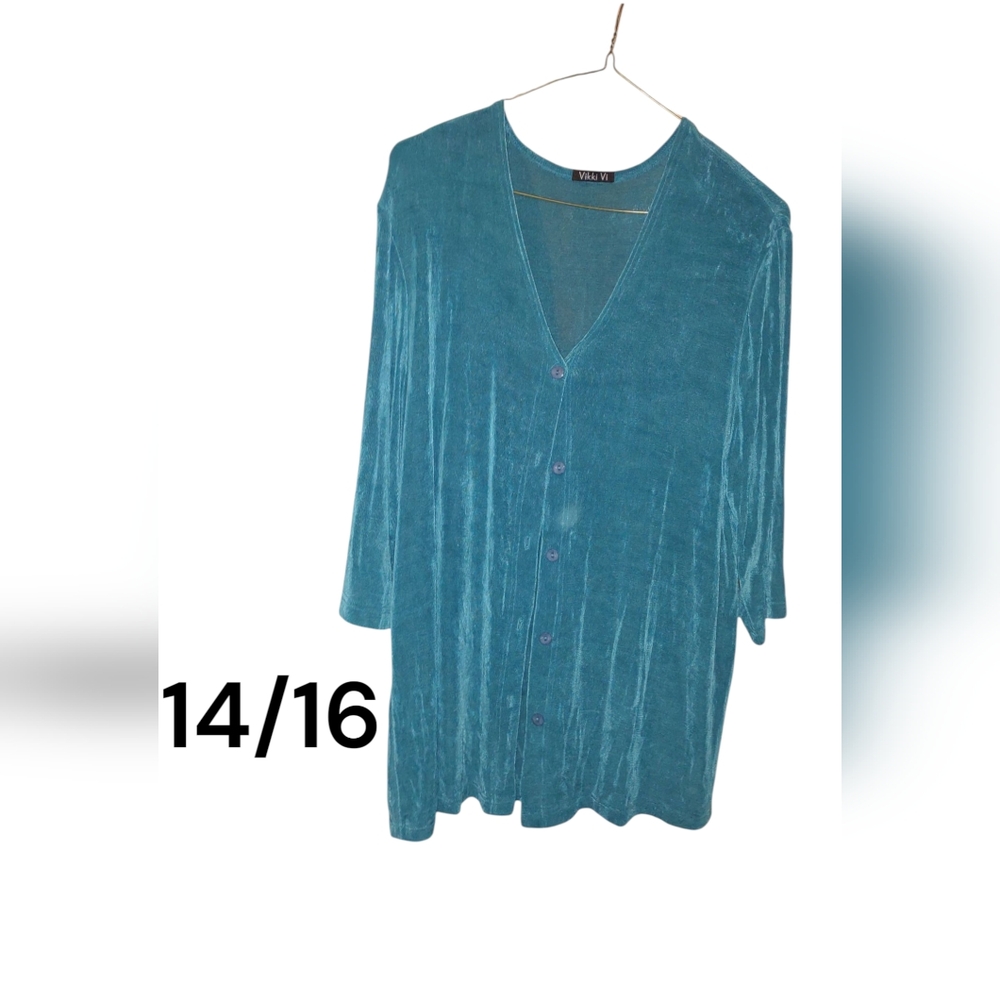 Vikki Vi Turquoise Long Sleeve Cardigan